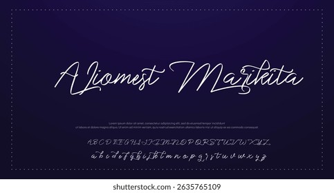 Hand drawn vector alphabet. Modern monoline signature script font. Elegant Signature Font. Best Alphabet Beautiful Calligraphy Signature Font 