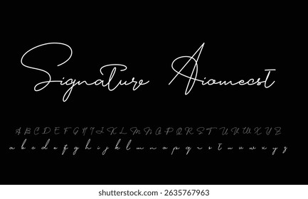 Alfabeto de Vector dibujado a mano. Fuente de script de firma monoline moderna. Elegante fuente de firma. La mejor fuente de firma de caligrafía hermosa del alfabeto