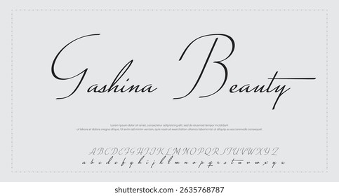 Hand drawn vector alphabet. Modern monoline signature script font. Elegant Signature Font. Best Alphabet Beautiful Calligraphy Signature Font lettering handwritten