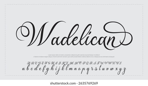 Alfabeto vetorial desenhado à mão. Fonte moderna de script de assinatura monocromática. Fonte de assinatura elegante. Melhor Alfabeto Bela Caligrafia Assinatura Fonte
