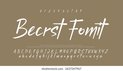 Hand drawn vector alphabet. Modern monoline signature script font. Elegant Signature Font. Best Alphabet Beautiful Calligraphy Signature Font