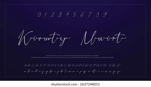 Hand drawn vector alphabet. Modern monoline signature script font. Elegant Signature Font. Best Alphabet Beautiful Calligraphy Signature Font