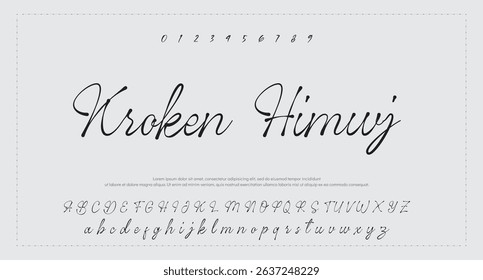 Hand drawn vector alphabet. Modern monoline signature script font. Elegant Signature Font. Best Alphabet Beautiful Calligraphy Signature Font lettering