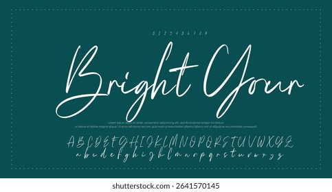 Hand drawn vector alphabet. Modern monoline signature script font. Elegant Signature Font. Best Alphabet Beautiful Calligraphy Signature Font