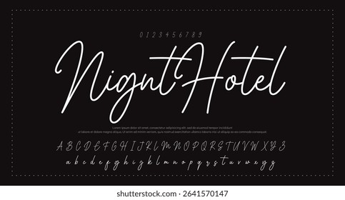 Hand drawn vector alphabet. Modern monoline signature script font. Elegant Signature Font. Best Alphabet Beautiful Calligraphy Signature Font