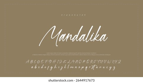 Alfabeto vetorial desenhado à mão. Fonte moderna de script de assinatura monocromática. Fonte de assinatura elegante. Melhor Alfabeto Bela Caligrafia Assinatura Fonte
