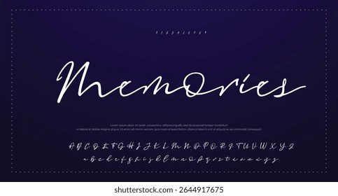 Alfabeto vetorial desenhado à mão. Fonte moderna de script de assinatura monocromática. Fonte de assinatura elegante. Melhor Alfabeto Bela Caligrafia Assinatura Fonte