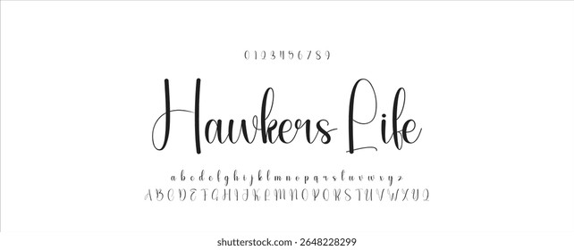Hand drawn vector alphabet. Modern monoline signature script font. Elegant Signature Font. Best Alphabet Beautiful Calligraphy Signature Font