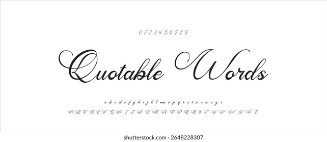 Alfabeto vetorial desenhado à mão. Fonte moderna de script de assinatura monocromática. Fonte de assinatura elegante. Melhor Alfabeto Bela Caligrafia Assinatura Fonte