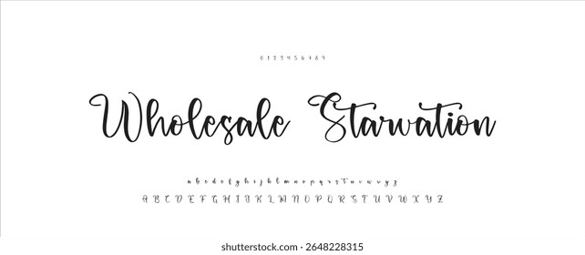 Hand drawn vector alphabet. Modern monoline signature script font. Elegant Signature Font. Best Alphabet Beautiful Calligraphy Signature Font