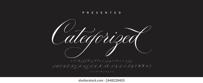 Alfabeto vetorial desenhado à mão. Fonte moderna de script de assinatura monocromática. Fonte de assinatura elegante. Melhor Alfabeto Bela Caligrafia Assinatura Fonte