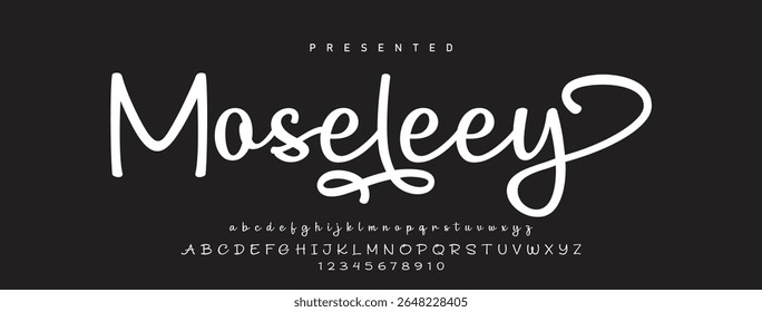 Alfabeto vetorial desenhado à mão. Fonte moderna de script de assinatura monocromática. Fonte de assinatura elegante. Melhor Alfabeto Bela Caligrafia Assinatura Fonte