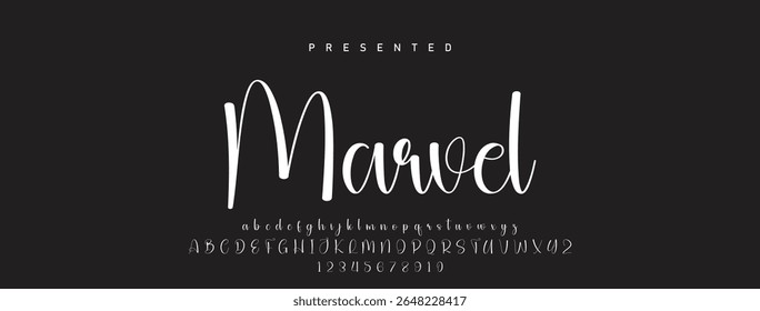 Alfabeto vetorial desenhado à mão. Fonte moderna de script de assinatura monocromática. Fonte de assinatura elegante. Melhor Alfabeto Bela Caligrafia Assinatura Fonte