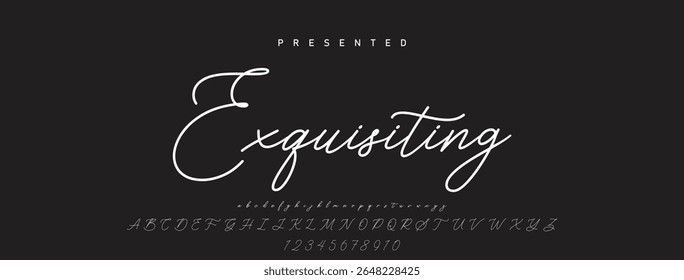 Alfabeto vetorial desenhado à mão. Fonte moderna de script de assinatura monocromática. Fonte de assinatura elegante. Melhor Alfabeto Bela Caligrafia Assinatura Fonte
