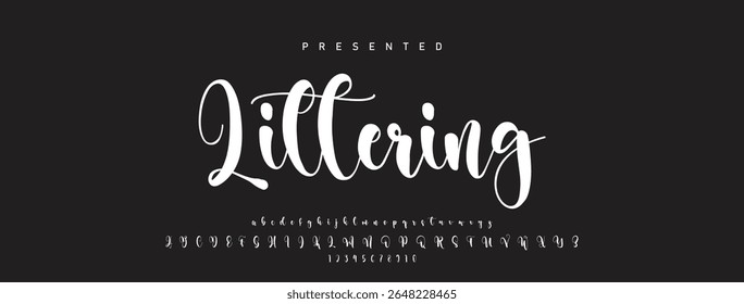 Alfabeto vetorial desenhado à mão. Fonte moderna de script de assinatura monocromática. Fonte de assinatura elegante. Melhor Alfabeto Bela Caligrafia Assinatura Fonte