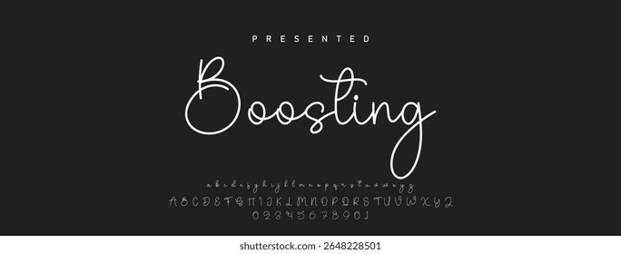 Alfabeto vetorial desenhado à mão. Fonte moderna de script de assinatura monocromática. Fonte de assinatura elegante. Melhor Alfabeto Bela Caligrafia Assinatura Fonte