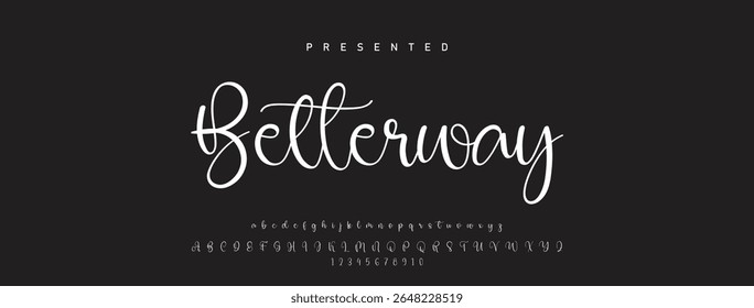 Alfabeto vetorial desenhado à mão. Fonte moderna de script de assinatura monocromática. Fonte de assinatura elegante. Melhor Alfabeto Bela Caligrafia Assinatura Fonte