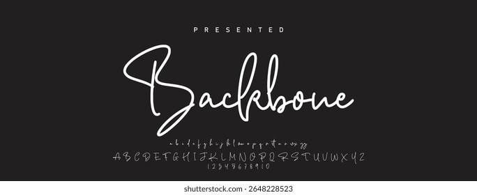 Alfabeto vetorial desenhado à mão. Fonte moderna de script de assinatura monocromática. Fonte de assinatura elegante. Melhor Alfabeto Bela Caligrafia Assinatura Fonte