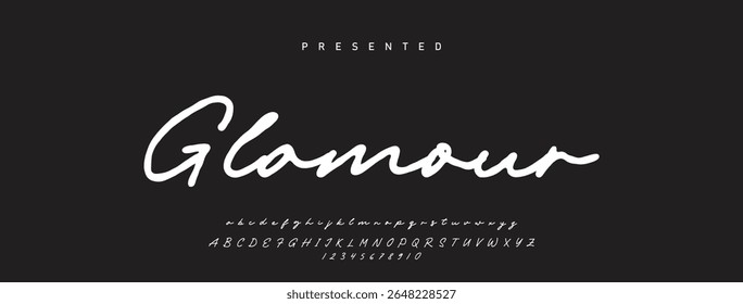Alfabeto vetorial desenhado à mão. Fonte moderna de script de assinatura monocromática. Fonte de assinatura elegante. Melhor Alfabeto Bela Caligrafia Assinatura Fonte