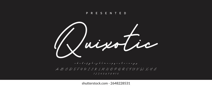 Alfabeto vetorial desenhado à mão. Fonte moderna de script de assinatura monocromática. Fonte de assinatura elegante. Melhor Alfabeto Bela Caligrafia Assinatura Fonte