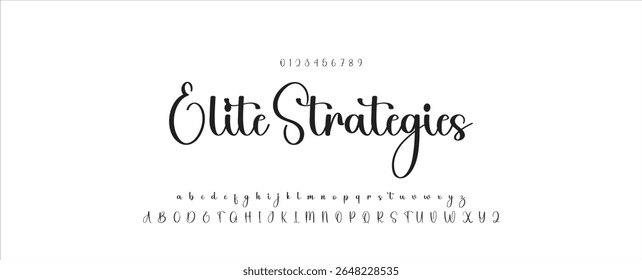 Hand drawn vector alphabet. Modern monoline signature script font. Elegant Signature Font. Best Alphabet Beautiful Calligraphy Signature Font