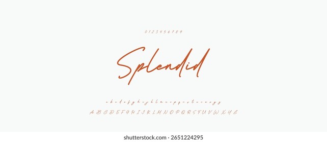 Hand drawn vector alphabet. Modern monoline signature script font. Elegant Signature Font. Best Alphabet Beautiful Calligraphy Signature Font.