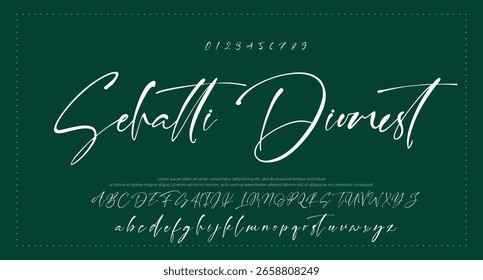 Alfabeto de Vector dibujado a mano. Fuente de script de firma monoline moderna. Elegante fuente de firma. Mejor Alfabeto Hermosa Caligrafía Firma Letra de fuente escrita a mano