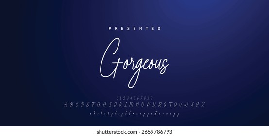 Handgezeichnetes Vektoralphabet. Moderne Schriftart für Monoline-Signaturen. Elegante Signatur. Bestes Alphabet Schöne Kalligrafie Signatur Schriftart