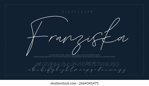 Alfabeto de Vector dibujado a mano. Fuente de script de firma monoline moderna. Elegante fuente de firma. Mejor alfabeto Hermosa caligrafía Signature letras de fuente
