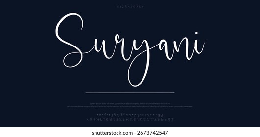Hand drawn vector alphabet. Modern monoline signature script font. Elegant Signature Font. Best Alphabet Beautiful Calligraphy Signature Font lettering