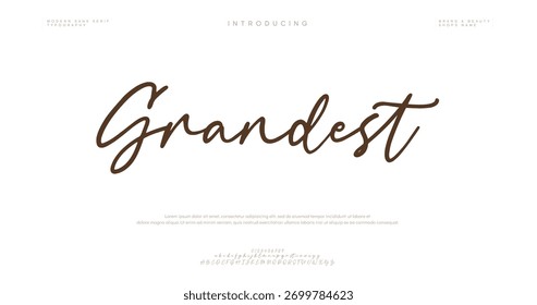 Hand drawn vector alphabet. Modern monoline signature script font. Elegant Signature Font. Best Alphabet Beautiful Calligraphy Signature Font lettering