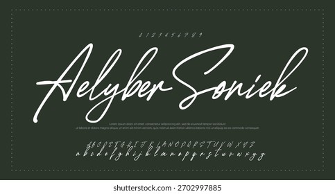  Handgezeichnetes Vektoralphabet. Moderne Schriftart für Monoline-Signaturen. Elegante Signatur. Beste Alphabet Schöne Kalligrafie Signatur Schriftart. Vektorgrafik 

