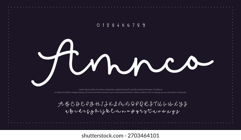 Alfabeto de Vector dibujado a mano. Fuente de script de firma monoline moderna. Elegante fuente de firma. La mejor fuente de firma de caligrafía hermosa del alfabeto