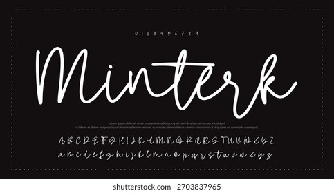 Alfabeto de Vector dibujado a mano. Fuente de script de firma monoline moderna. Elegante fuente de firma. La mejor fuente de firma de caligrafía hermosa del alfabeto