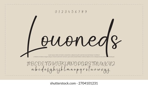 Alfabeto de Vector dibujado a mano. Fuente de script de firma monoline moderna. Elegante fuente de firma. La mejor fuente de firma de caligrafía hermosa del alfabeto