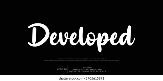Handgezeichnetes Vektoralphabet. Moderne Schriftart für Monoline-Signaturen. Elegante Signatur. Bestes Alphabet Schöne Kalligrafie Signatur Schriftart