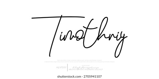 Alfabeto de Vector dibujado a mano. Fuente de script de firma monoline moderna. Elegante fuente de firma. Mejor Alfabeto Hermosa Caligrafía Firma Letra de fuente escrita a mano