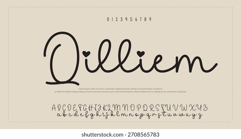 Handgezeichnetes Vektoralphabet. Moderne Schriftart für Monoline-Signaturen. Elegante Signatur. Bestes Alphabet Schöne Kalligrafie Signatur Schriftart