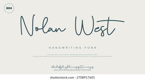 Hand drawn vector alphabet. Modern monoline signature script font. Elegant Signature Font. Best Alphabet Beautiful Calligraphy Signature Font lettering