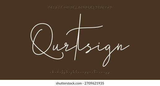 Hand drawn vector alphabet. Modern monoline signature script font. Elegant Signature Font. Best Alphabet Beautiful Calligraphy Signature Font