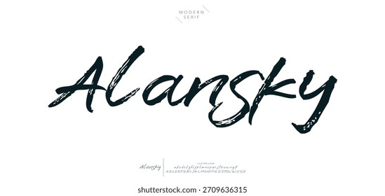 Alfabeto de Vector dibujado a mano. Fuente de script de firma monoline moderna. Elegante fuente de firma. La mejor fuente de firma de caligrafía hermosa del alfabeto