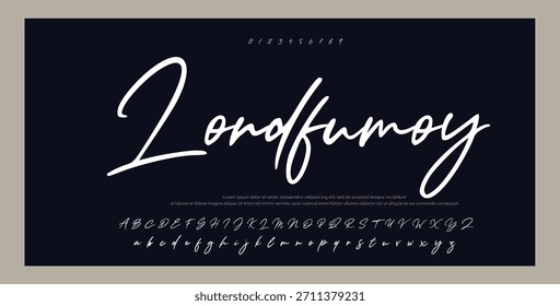 Alfabeto vetorial desenhado à mão. Fonte moderna de script de assinatura monocromática. Fonte de assinatura elegante. Melhor Alfabeto Bela Caligrafia Assinatura Fonte