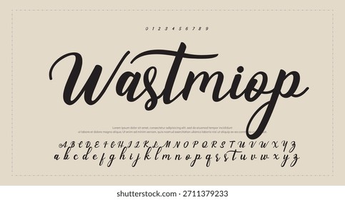 Alfabeto de Vector dibujado a mano. Fuente de script de firma monoline moderna. Elegante fuente de firma. La mejor fuente de firma de caligrafía hermosa del alfabeto