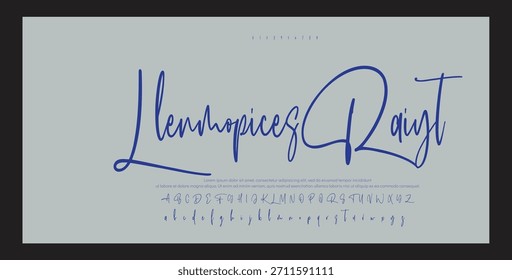 Alfabeto vetorial desenhado à mão. Fonte moderna de script de assinatura monocromática. Fonte de assinatura elegante. Melhor Alfabeto Bela Caligrafia Assinatura Fonte letras manuscrito