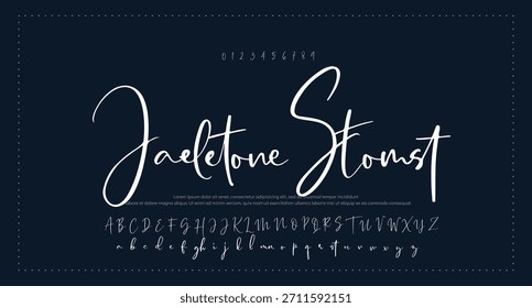 Alfabeto de Vector dibujado a mano. Fuente de script de firma monoline moderna. Elegante fuente de firma. La mejor fuente de firma de caligrafía hermosa del alfabeto