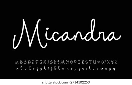 Alfabeto vetorial desenhado à mão. Fonte moderna de script de assinatura monocromática. Fonte de assinatura elegante. Melhor Alfabeto Bela Caligrafia Assinatura Fonte. ilustração vetorial