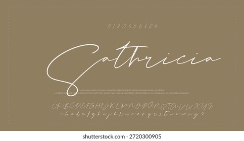  Alfabeto de Vector dibujado a mano. Fuente de script de firma monoline moderna. Elegante fuente de firma. Mejor alfabeto Hermosa caligrafía Signature letras de fuente 