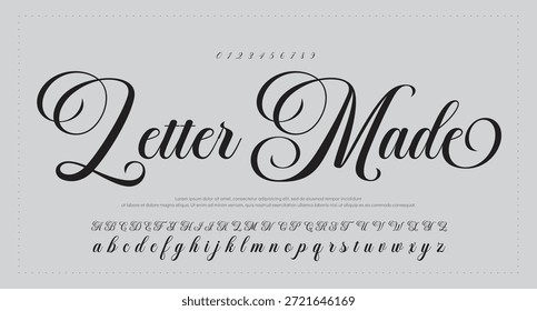 Alfabeto de Vector dibujado a mano. Fuente de script de firma monoline moderna. Elegante fuente de firma. Mejor Alfabeto Hermosa Caligrafía Signature Fuente. Vector 