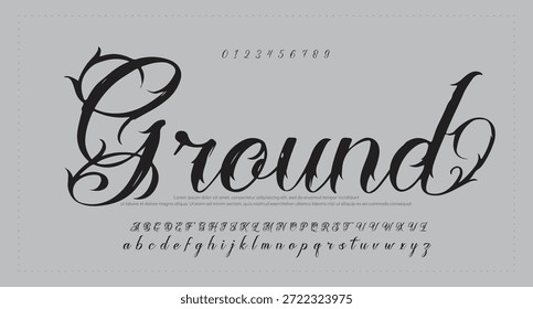 Alfabeto de Vector dibujado a mano. Fuente de script de firma monoline moderna. Elegante fuente de firma. Mejor alfabeto Hermosa caligrafía Signature fuente. Ilustración vectorial