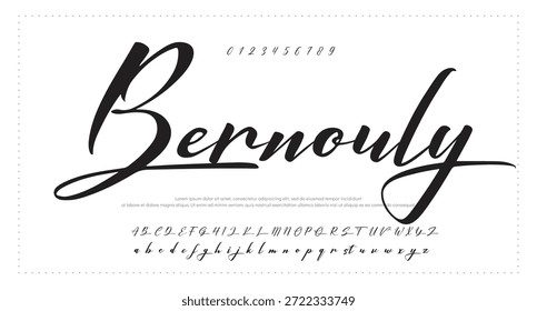 Alfabeto de Vector dibujado a mano. Fuente de script de firma monoline moderna. Elegante fuente de firma. La mejor fuente de firma de caligrafía hermosa del alfabeto 